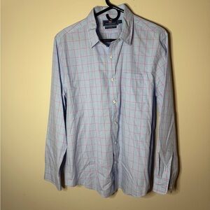 Vineyard Vines Slim Fit Murray Dress  Shirt blue & pink windowpane Large Preppy